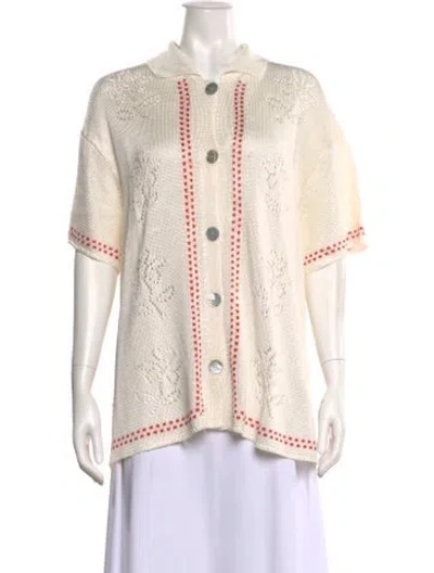 Pre-owned Calle Del Mar Printed Mock Neck Tunic In Neutral