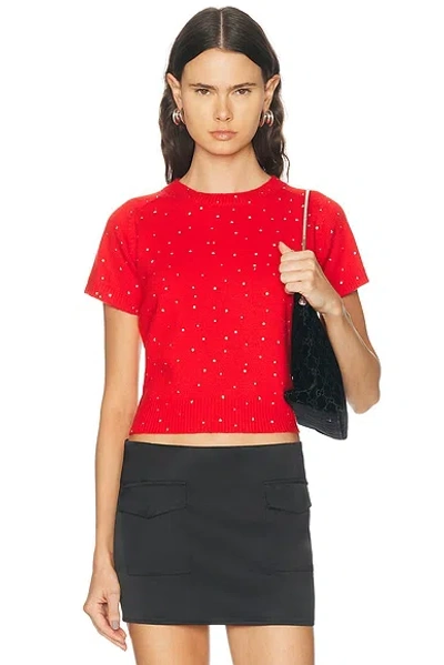Calle Del Mar Rhinestone Cashmere T-shirt In Red