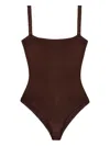 Calle Del Mar Ribbed Knit Bodysuit In Brown