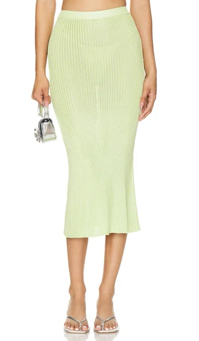Calle Del Mar Ribbed Skirt In Sweet Lime