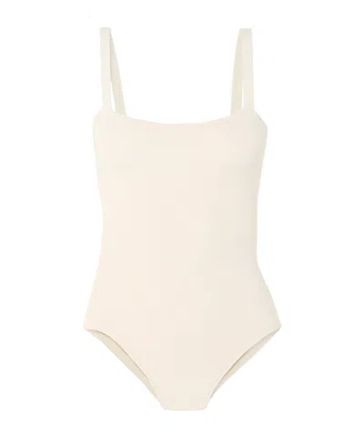 Calle Del Mar Ribbed-knit Bodysuit In Ecru