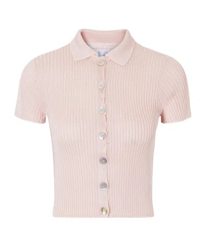 Calle Del Mar Ribbed-knit Cardigan In Pink