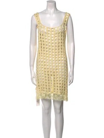 Pre-owned Calle Del Mar Scoop Neck Mini Dress In Yellow