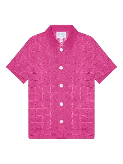 Calle Del Mar Short-sleeve Grid-pattern Shirt In Pink