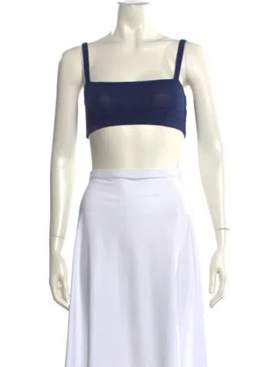 Pre-owned Calle Del Mar Square Neckline Sleeveless Crop Top In Blue