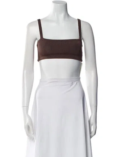 Pre-owned Calle Del Mar Square Neckline Sleeveless Crop Top In Brown