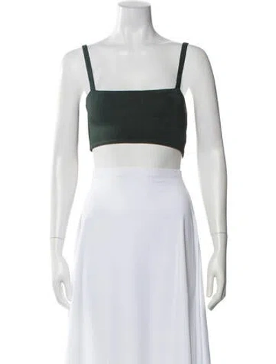 Pre-owned Calle Del Mar Square Neckline Sleeveless Crop Top In Green