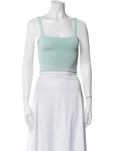 Pre-owned Calle Del Mar Square Neckline Sleeveless Crop Top In Green