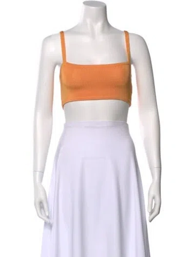 Pre-owned Calle Del Mar Square Neckline Sleeveless Crop Top In Orange