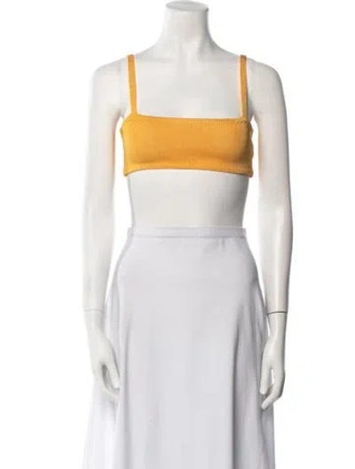 Pre-owned Calle Del Mar Square Neckline Sleeveless Crop Top In Yellow