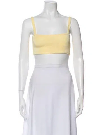 Pre-owned Calle Del Mar Square Neckline Sleeveless Crop Top In Yellow