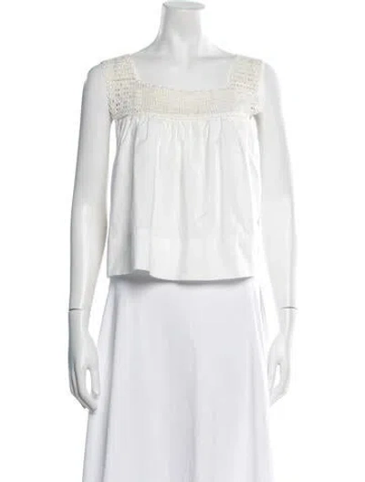 Pre-owned Calle Del Mar Square Neckline Sleeveless Top In White
