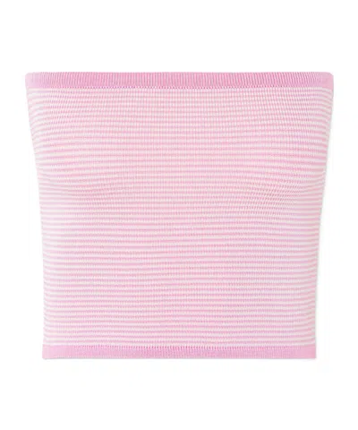 Calle Del Mar Strapless Striped Knitted Top In Pink