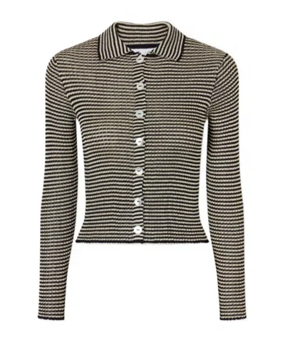 Calle Del Mar Striped Knitted Cardigan In Gray