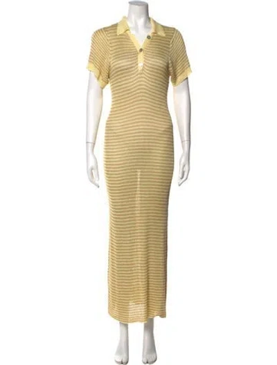 Pre-owned Calle Del Mar Striped Long Dress In Yellow