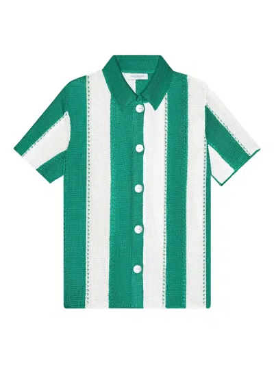 Calle Del Mar Striped Short-sleeve Shirt In Green