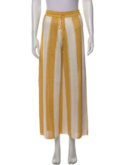 Pre-owned Calle Del Mar Striped Wide Leg Pants In Yellow