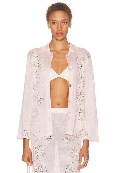 Calle Del Mar Vine Floral Long Sleeve Shirt In Pink