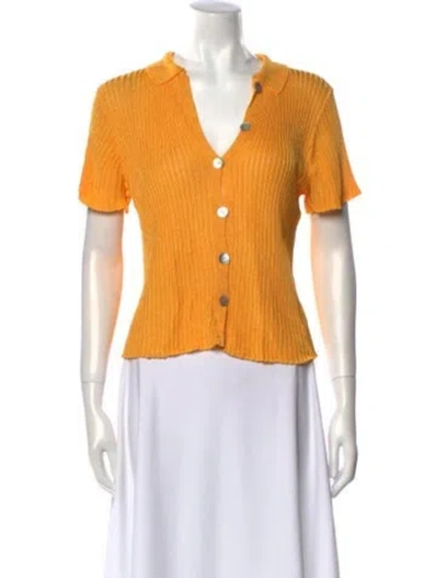 Pre-owned Calle Del Mar V-neck Short Sleeve Polo In Yellow