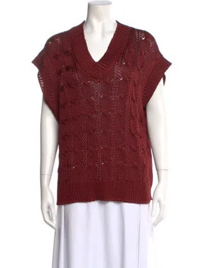 Pre-owned Calle Del Mar V-neck Sleeveless Top In Red