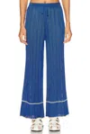 Calle Del Mar Wide Rib Pajama Pant In Lapis & Butter