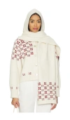 Calle Del Mar Winter Fair Isle Hoodie Scarf In White