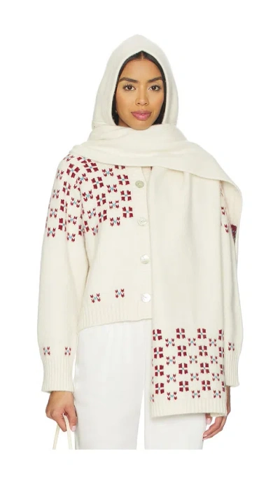 Calle Del Mar Winter Fair Isle Hoodie Scarf In Neutral
