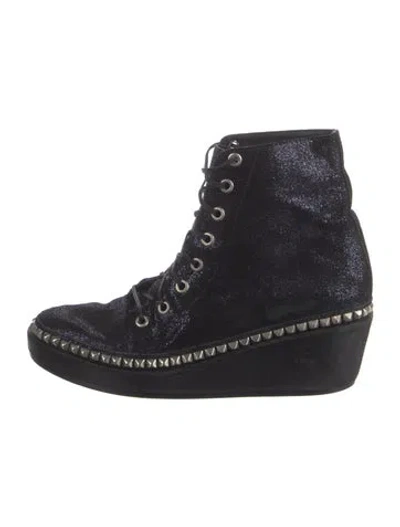 Pre-owned Calleen Cordero Glitter Combat Boots In Black