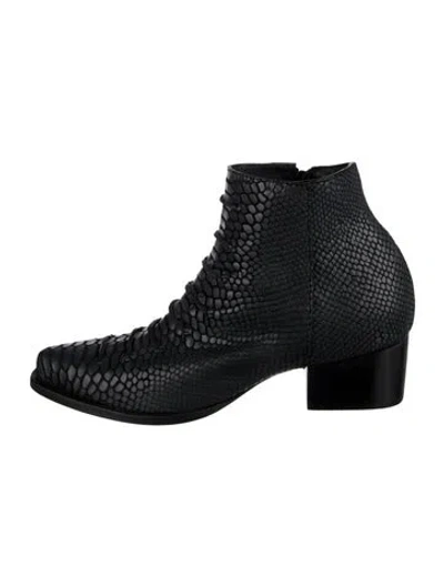 Pre-owned Calleen Cordero Leather Animal Print Boots In Black/blue