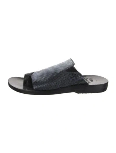 Pre-owned Calleen Cordero Leather Animal Print Slides In Multicolor