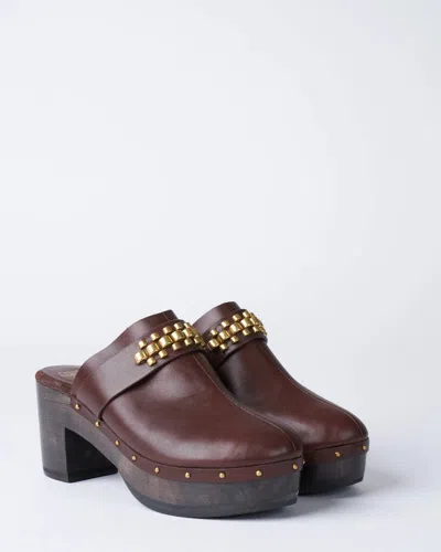 CALLEEN CORDERO LEATHER CLOG IN BROWN ANIV LEATHER
