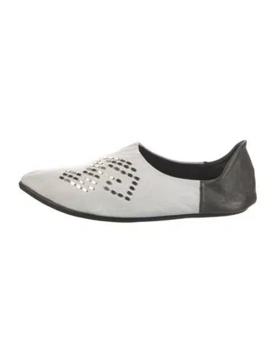 Pre-owned Calleen Cordero Leather Colorblock Pattern Ballet Flats In White