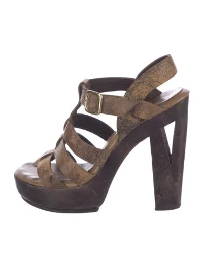 Pre-owned Calleen Cordero Leather Gladiator Sandals In Brown