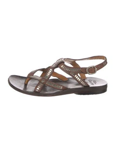 Pre-owned Calleen Cordero Leather Gladiator Sandals In Brown