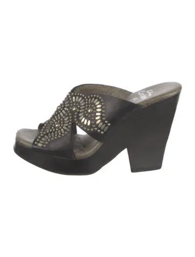 Pre-owned Calleen Cordero Leather Graphic Print Sandals In Brown