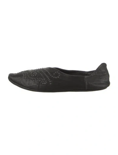 Pre-owned Calleen Cordero Leather Patterned Ballet Flats In Black