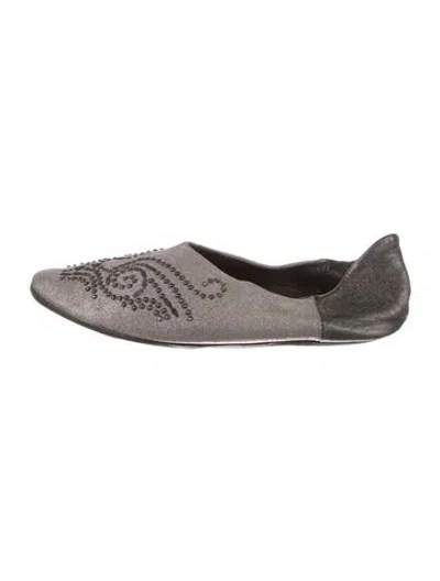 Pre-owned Calleen Cordero Leather Printed Flats In Gray