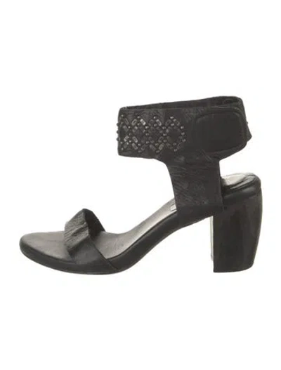 Pre-owned Calleen Cordero Leather Sandals In Black