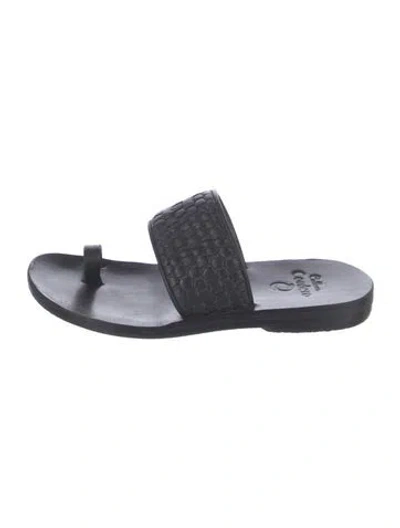 Pre-owned Calleen Cordero Leather Sandals In Black