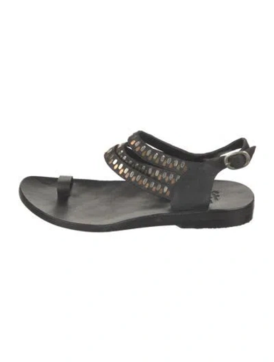 Pre-owned Calleen Cordero Leather Sandals In Black