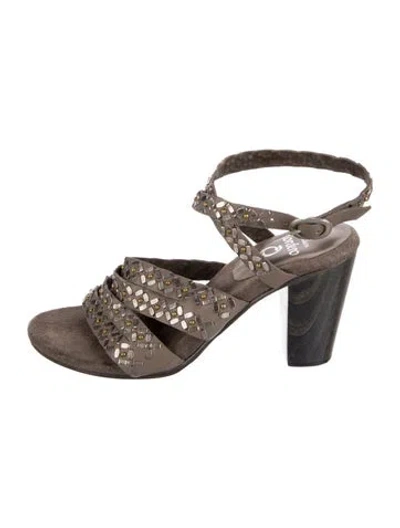 Pre-owned Calleen Cordero Leather Sandals In Gray