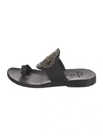 Pre-owned Calleen Cordero Leather Slides In Black