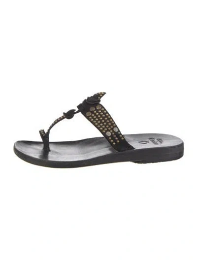Pre-owned Calleen Cordero Leather Slides In Blue