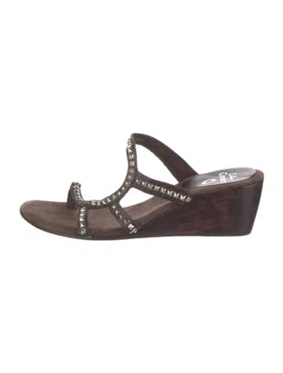 Pre-owned Calleen Cordero Leather Slides In Brown