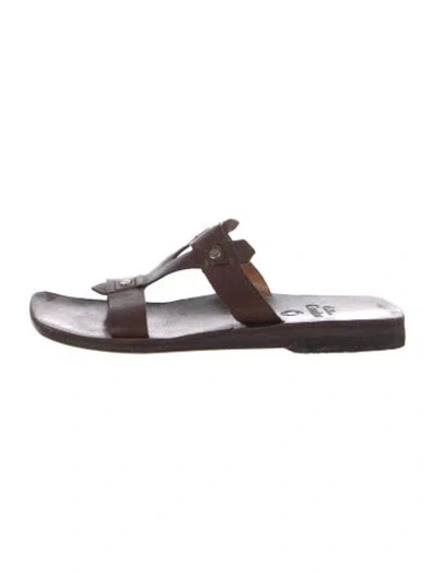 Pre-owned Calleen Cordero Leather Slides In Brown
