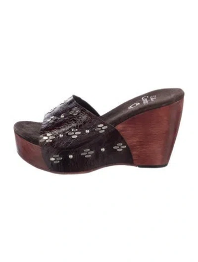 Pre-owned Calleen Cordero Leather Slides In Brown