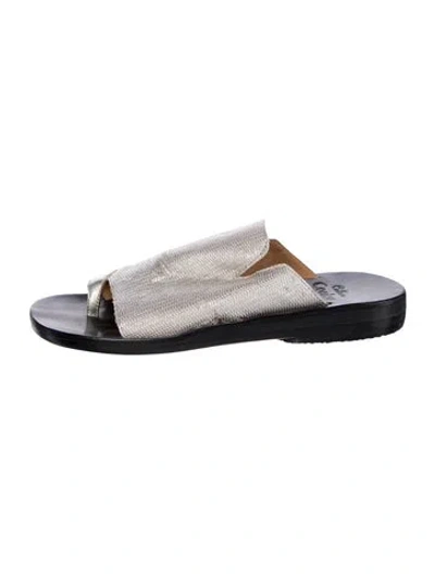 Pre-owned Calleen Cordero Leather Slides In Gold