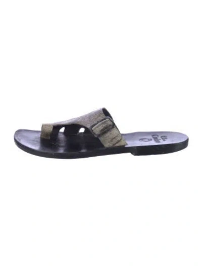 Pre-owned Calleen Cordero Leather Slides In Gray