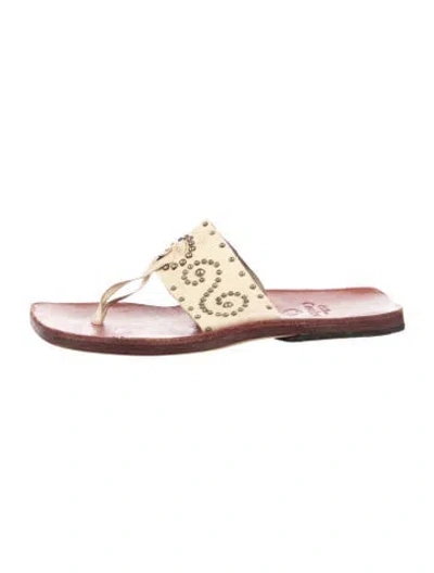 Pre-owned Calleen Cordero Leather Slides In Pink