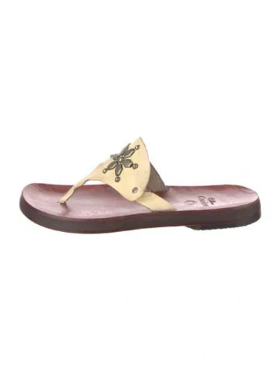 Pre-owned Calleen Cordero Leather Slides In Pink